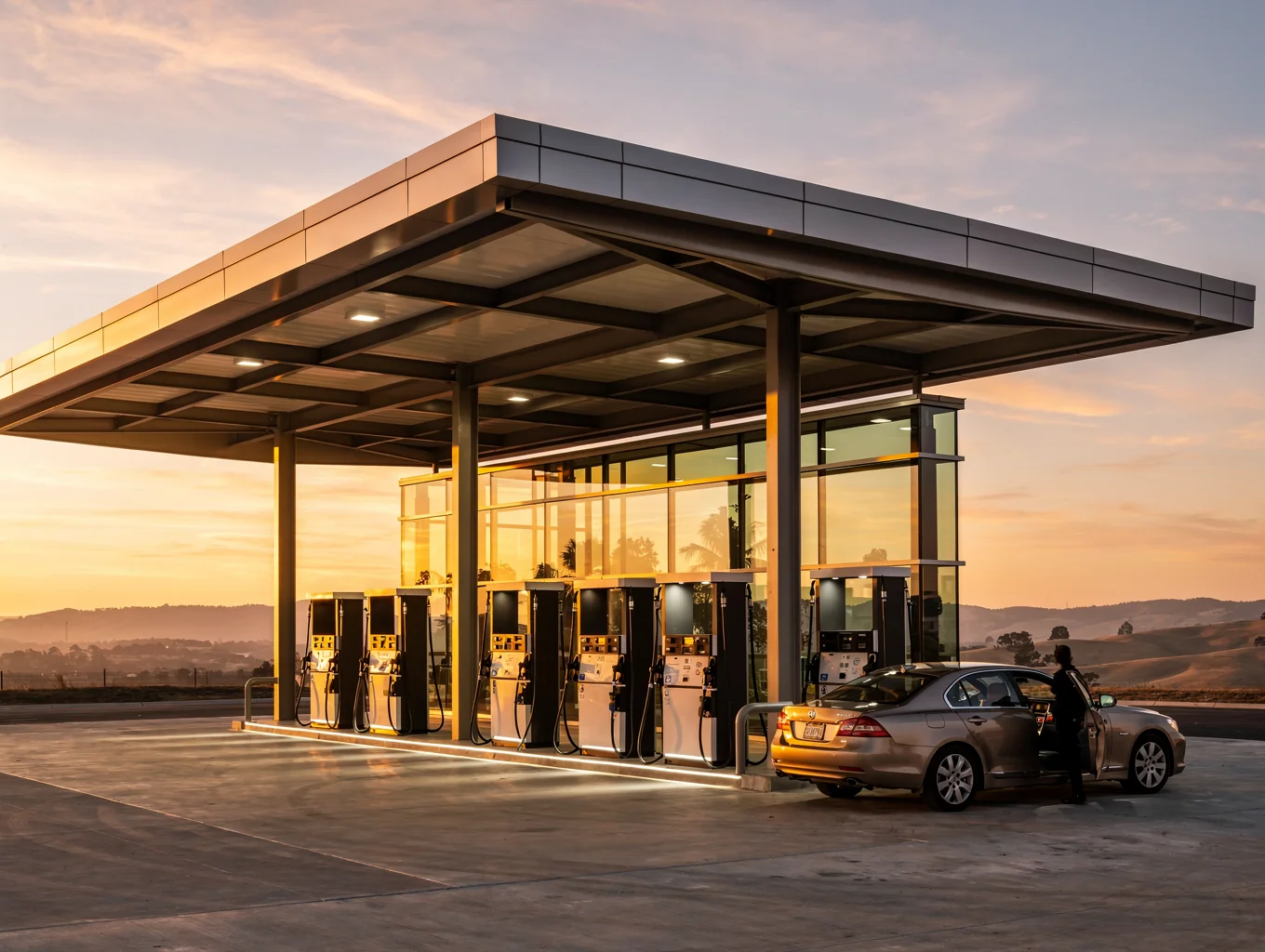 Estación de servicio y gasolinera comercial en México con moderna infraestructura